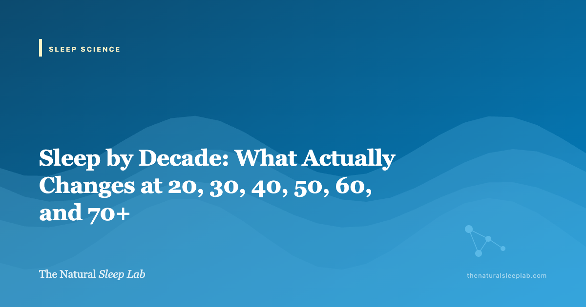 Sleep by Decade: What Actually Changes at 20, 30, 40, 50, 60, and 70+ — The Natural Sleep Lab illustrated guide